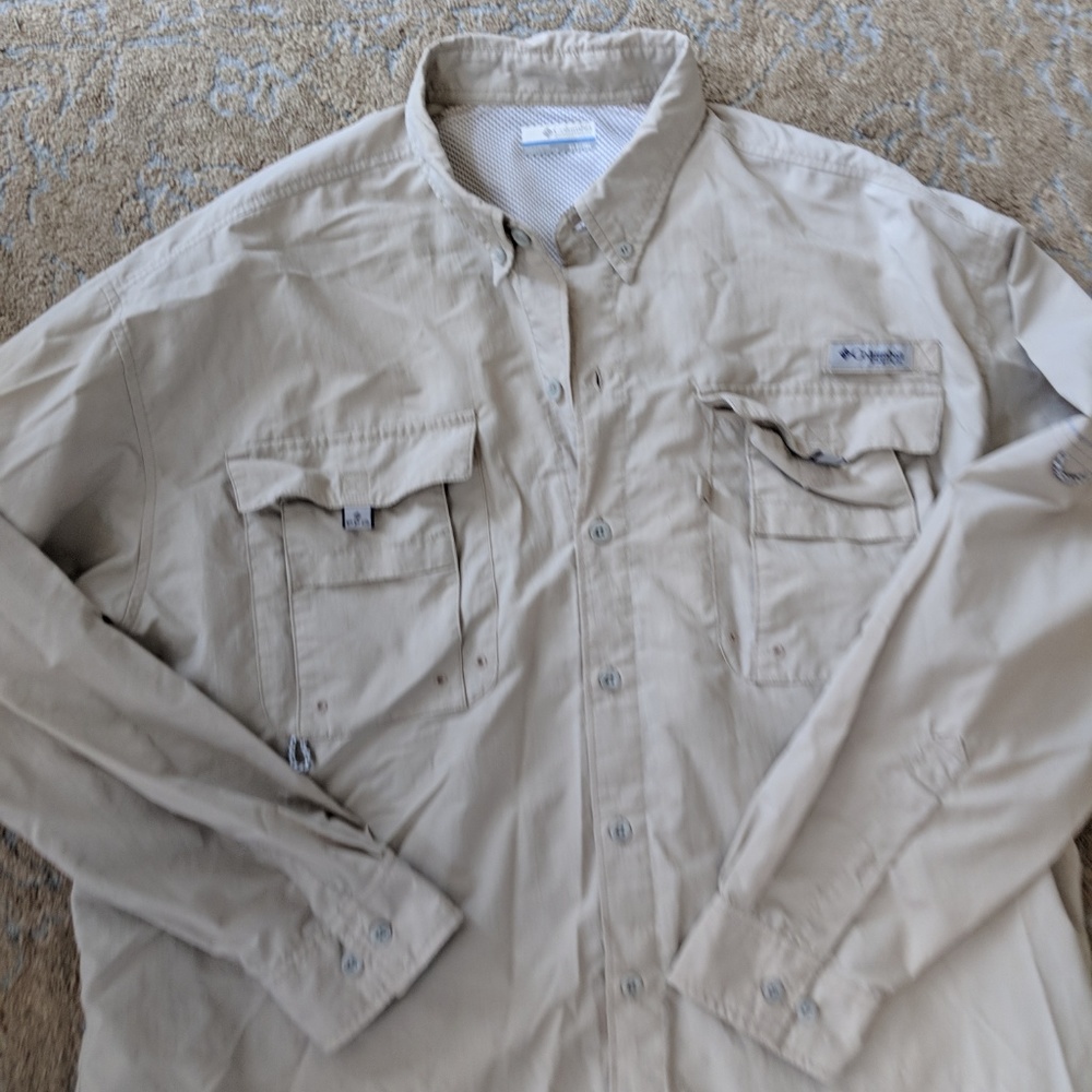 Columbia Shirt XLT Tan Brown Utility Tactical Vent - Picture 5 of 6